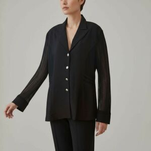 Vintage Black Sheer Sleeve and Sides Jacket Plus Size